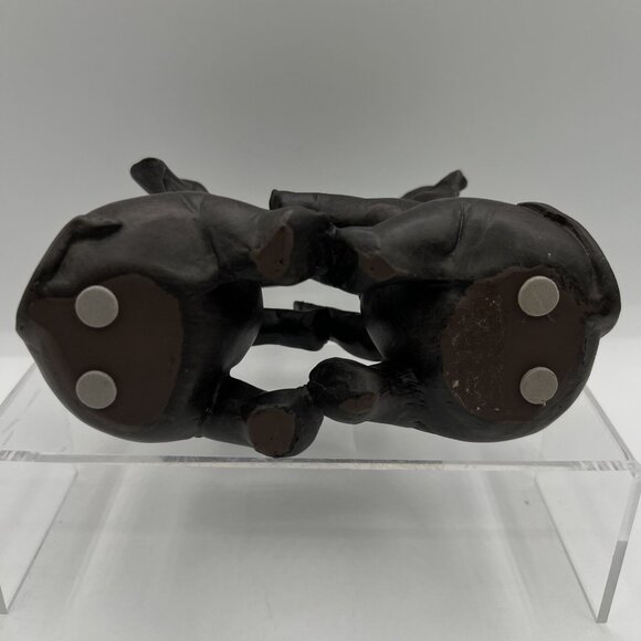 Black Elephant Love Couple Resin Art Deco 6.5" Tall 6.5" Wide Artsy Heart Trunks - Picture 9 of 10